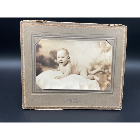 Antique Sepia Baby Photograph With Folding Cardboard Frame Early 1900s Infant - Picture 1 of 6